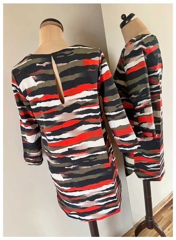 Hm h&m sukienka bluza zebra kolorowa trapezowa 42 40 xl l