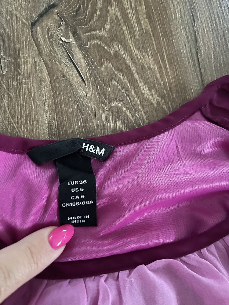 Sukienka bordo róż H&M