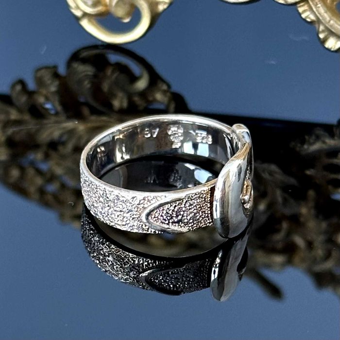 Srebrny pozłacany pierścionek - srebra próby 925 - pozłocony