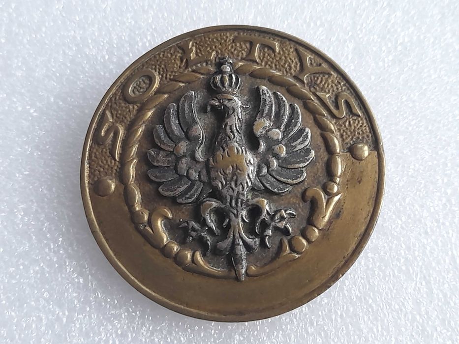 Przedwojenna stara odznaka Sołtys II RP, sygnowana Br. Łopieńscy