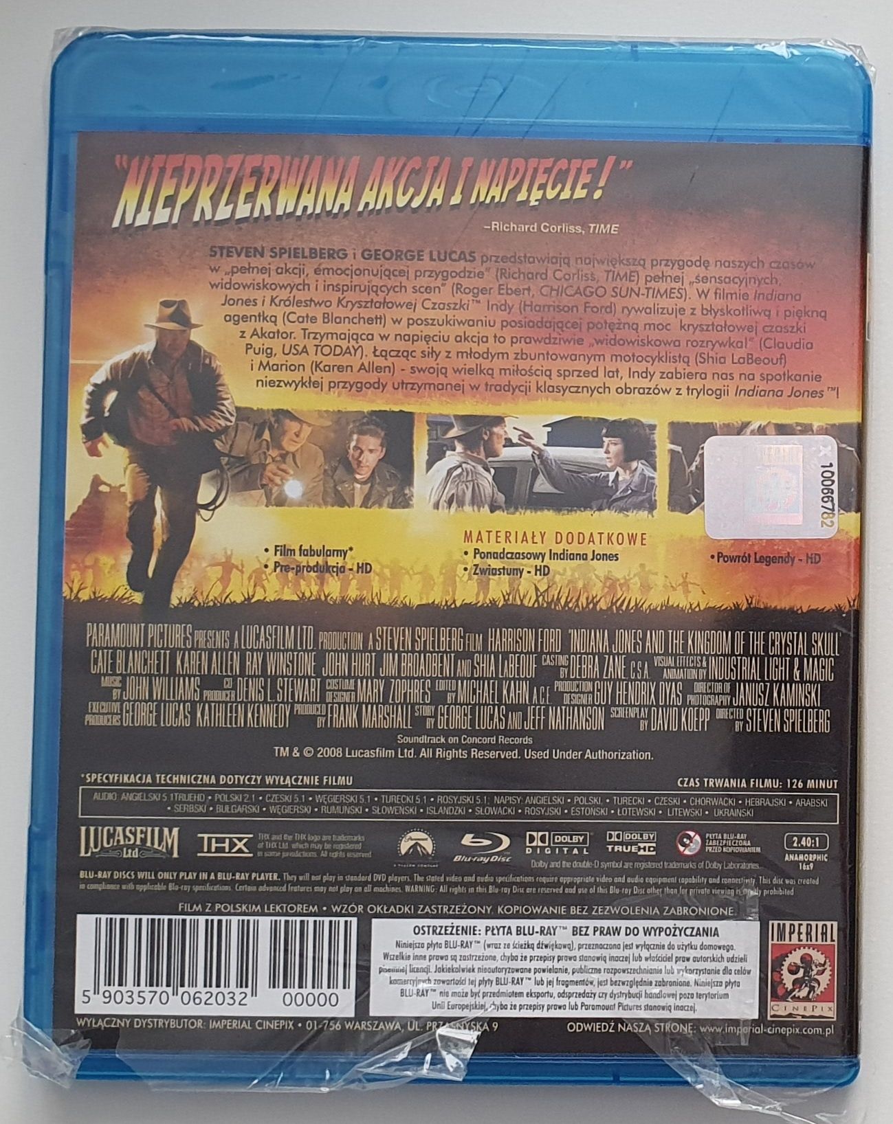 "Indiana Jones I Królestwo kryształowej czaszki" Blu-Ray lektor I nap
