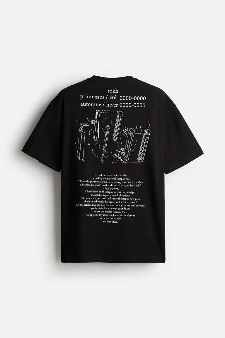 ROKH x H&M T-shirt z Nadrukiem Czarny r.S