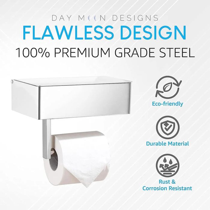 Держатель для туалетной бумаги с полкой для влажных салфеток  нерж.