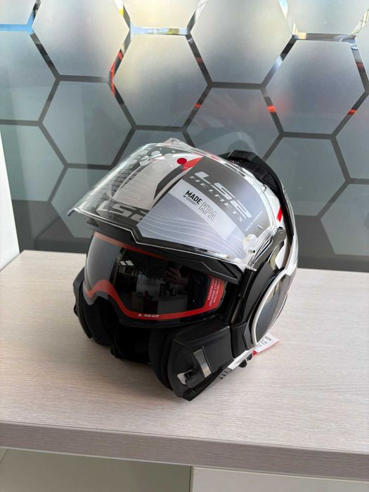 Kask motocyklowy LS2 VALIANT II Biało-czerwony roz.L