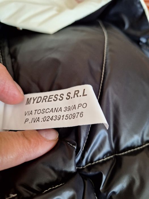 Kurtka włoska biała perłowa puch z pierzem