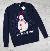 OYSHO_ICE ICE BABY_świąteczny sweter_navy_M