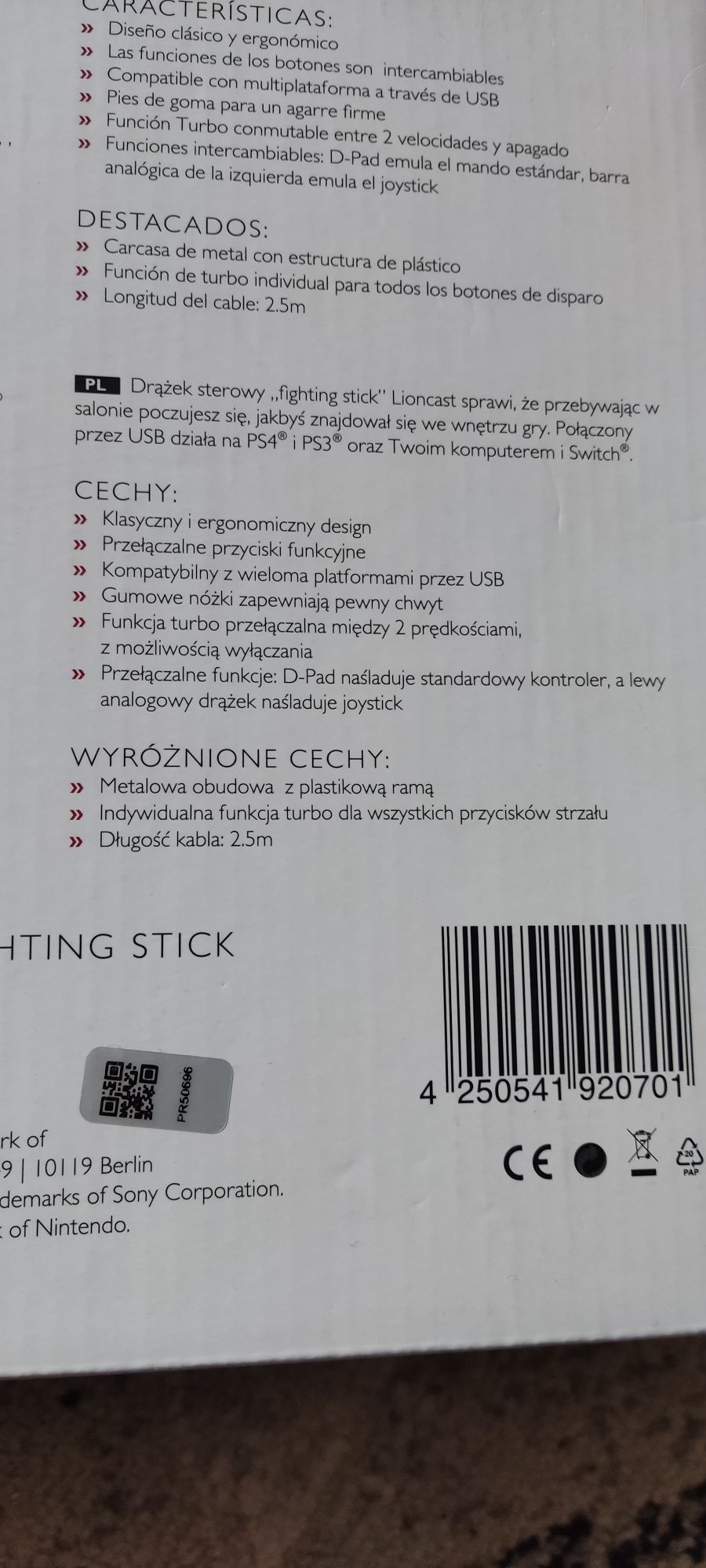Turbo drążek sterowy Lioncast "Fighting Stick" PS4 PS3 PC !!!