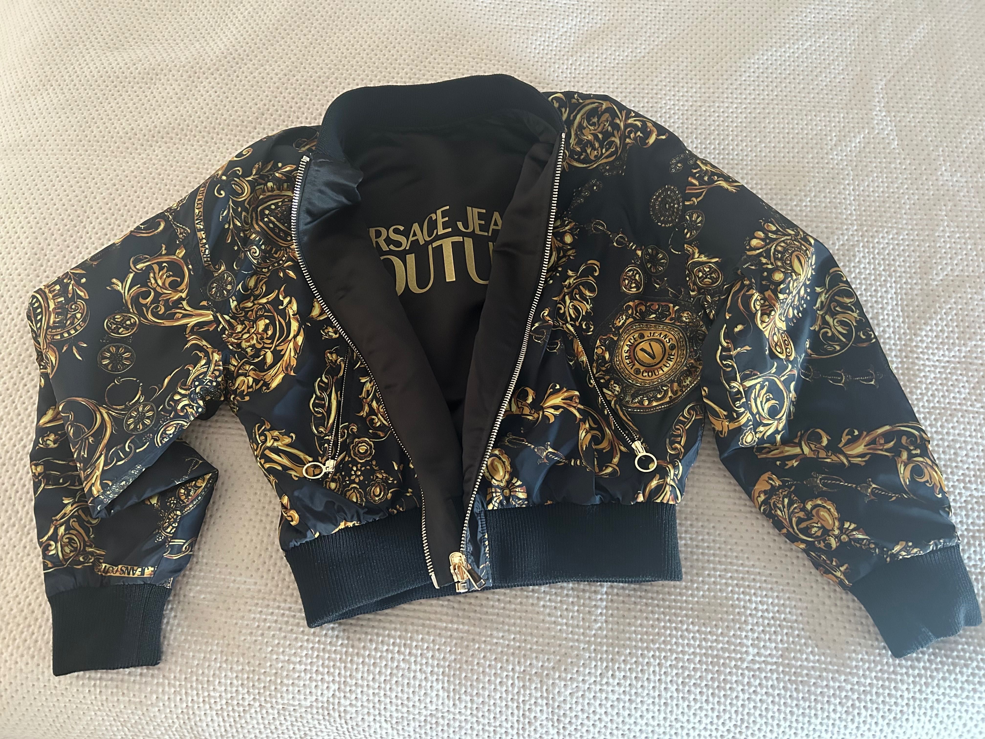 Versace JC dwustronna kurtka bomber Print Bijoux Baroque rozmiar M