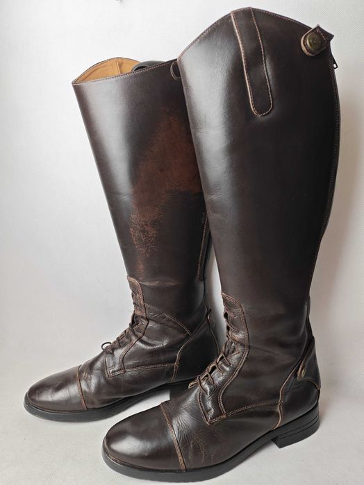 Oficerki jeździeckie skóra naturalna rozmiar 40 wide brąz