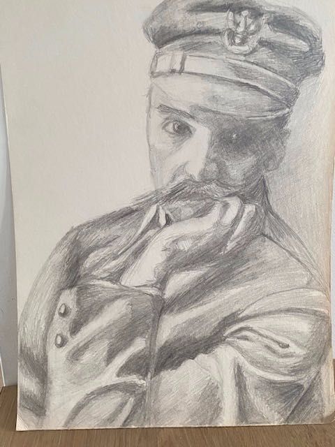 obrazek patriotyczny Józef Piłsudski A4 rysunek ołówek