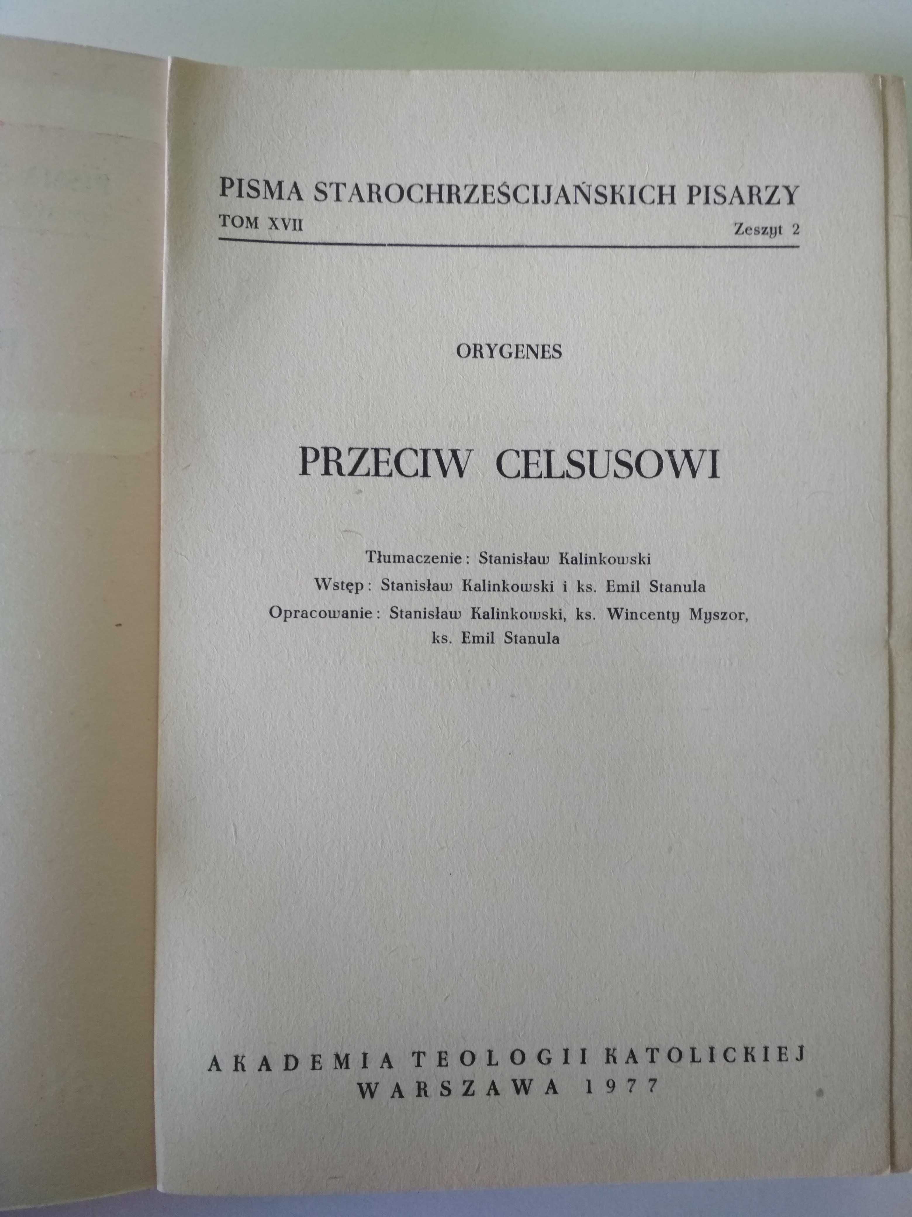 Orygenes - Przeciw Celsusowi DWA TOMY