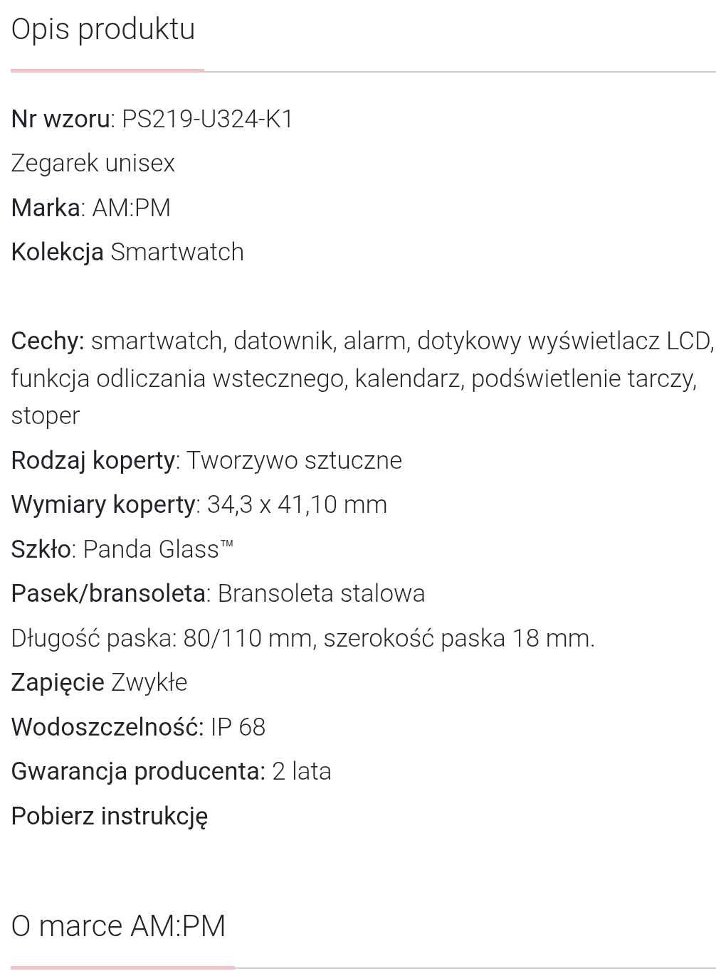 Smartwatch am: pm PS217-UK773-K1