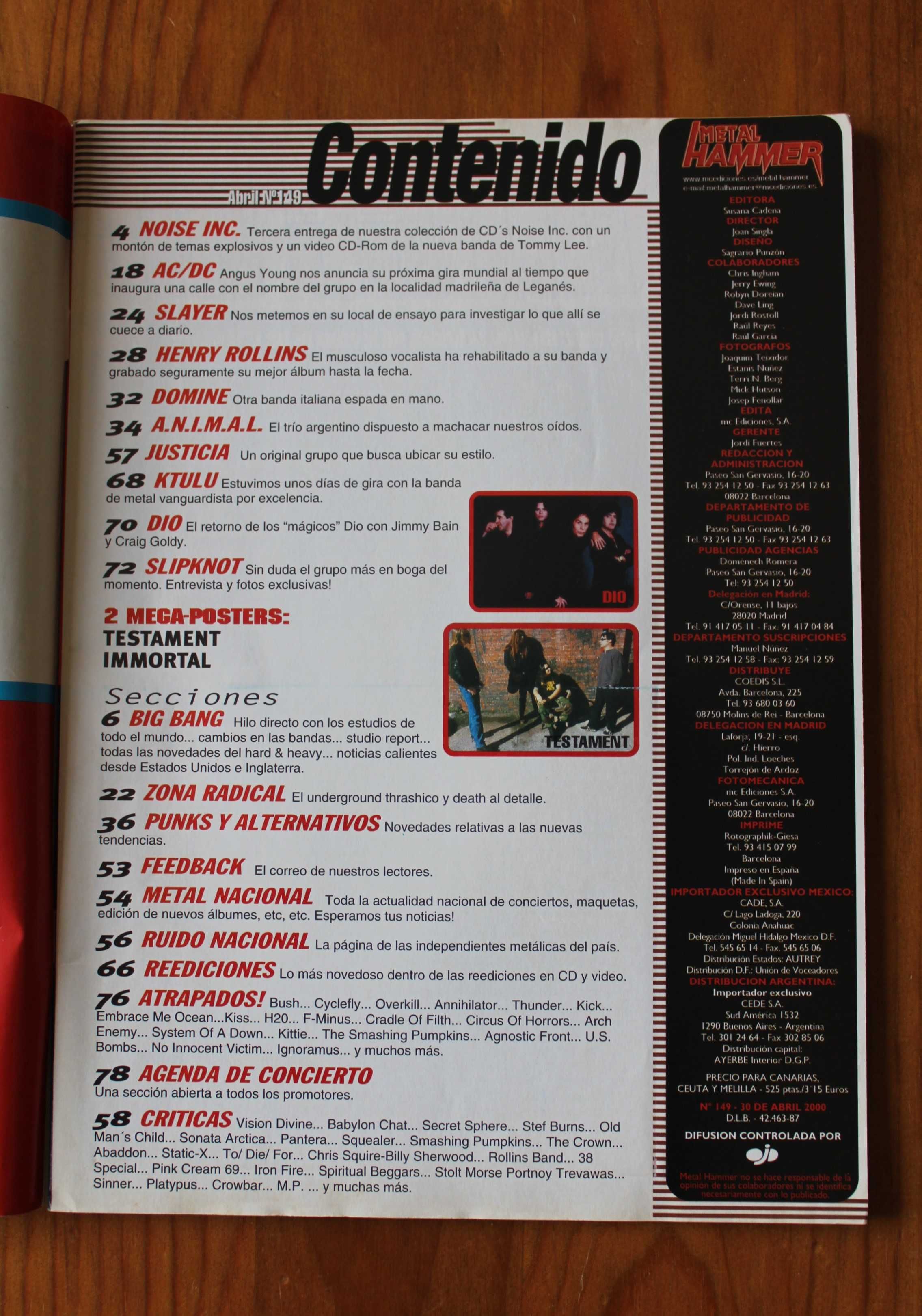 Revistas Metal Hammer (ed. Espanhola), c/ posters - preço à unidade