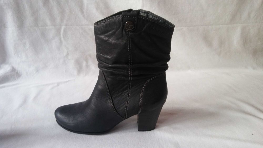 Botki ocieplane  Tamaris roz. 39 - dł. wkł. 25 cm- skóra- stan bdb