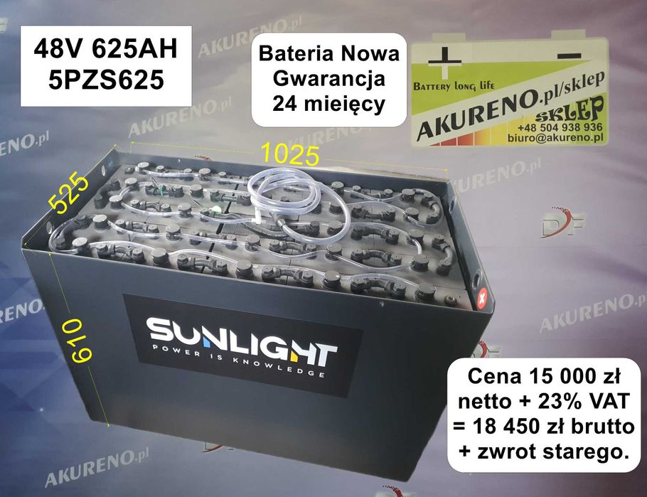 Akumulator do wózka widłowego 24V 300AH, Fotowoltaika, Bank Energii