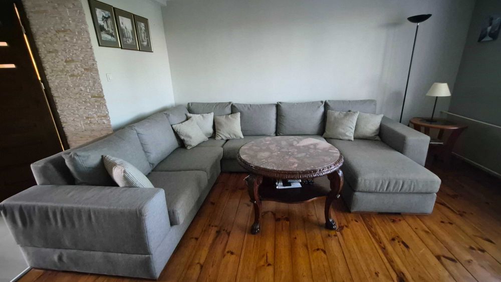 Nowoczesny, duży wypoczynek, narożnik z szezlongiem