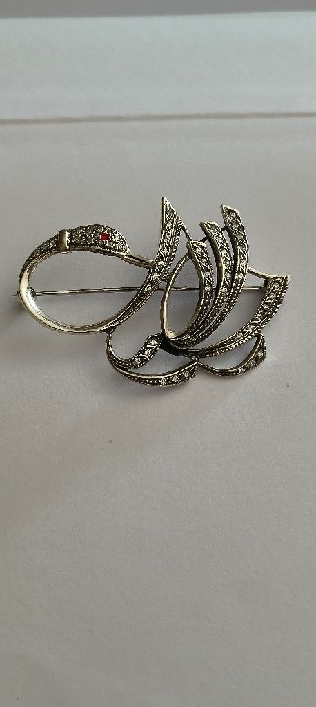 Alfinete antigo cisne em prata