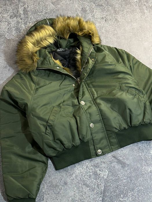 Зеленый бомбер с мехом аляска куртка пуховик MA-1 Alpha Industries ма1