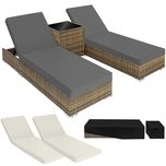 Zestaw 2 leżaków rattanowych naturalny OUTLET