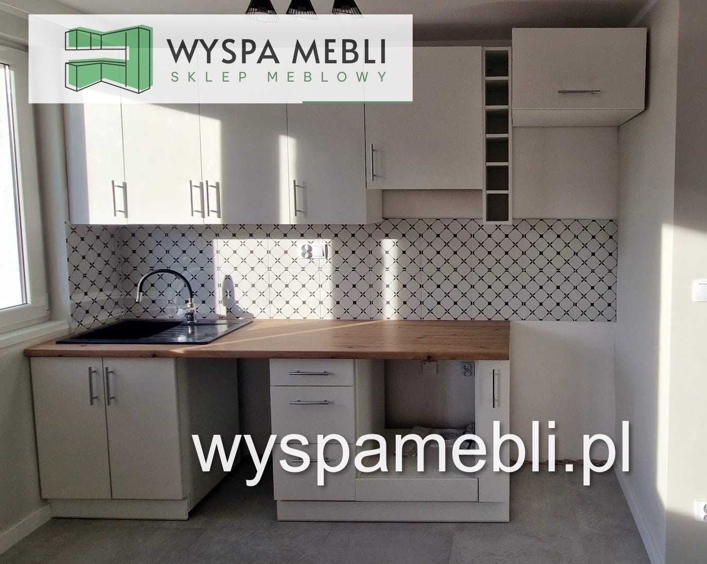 NOWA kuchnia meble kuchenne na wymiar 230x370cm biały połysk szary