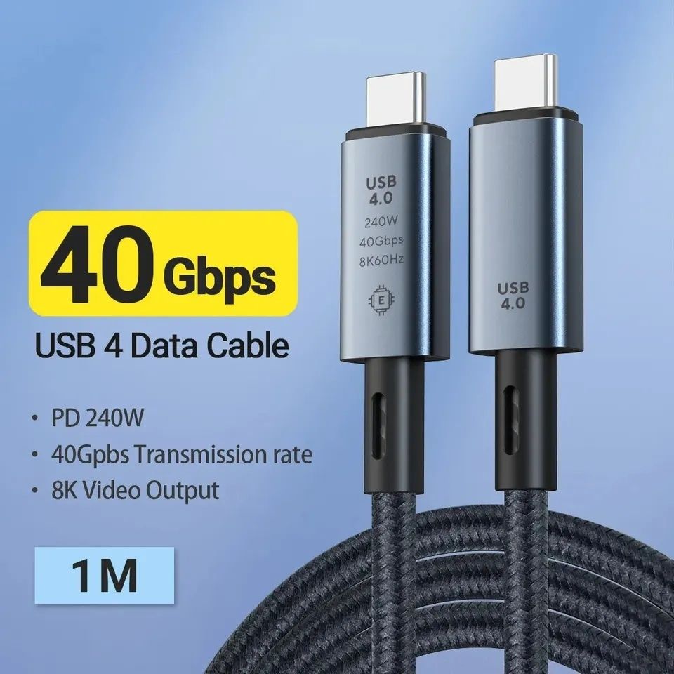 USB4.0 Kabel C na C 40GB/s 8K 240Wat 1metr w oplocie.