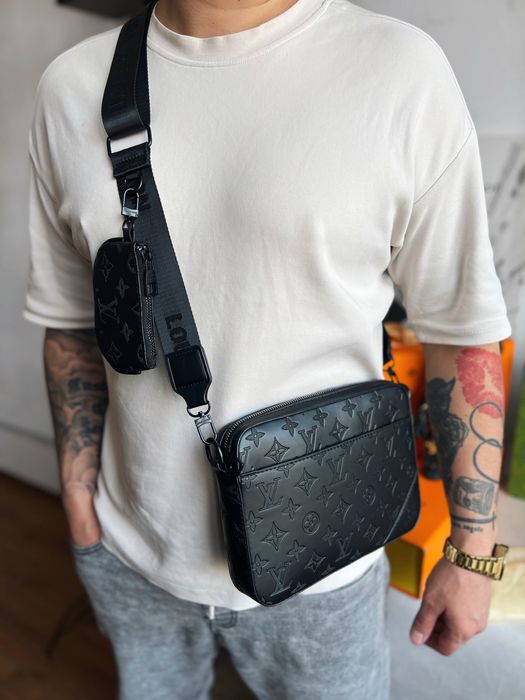 Сумка чоловіча чорна Louis Vuitton Duo луи витон 2в1 монетниця мужская