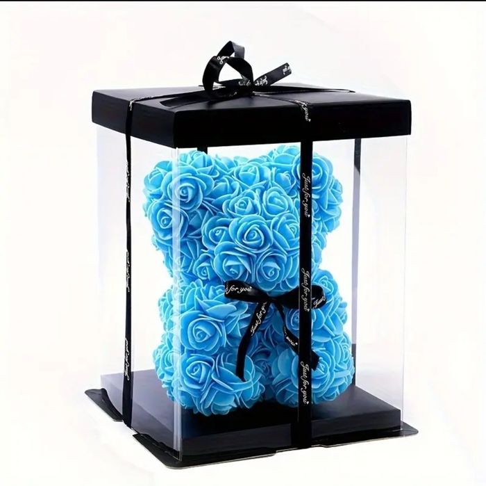 Miś dekoracyjny sztuczne kwiaty