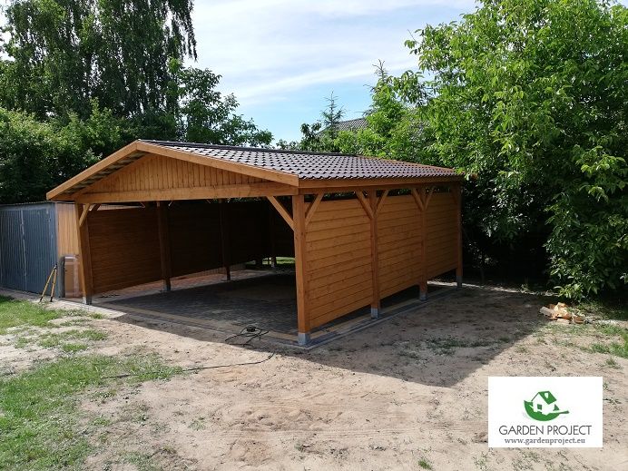 wiata carport 2 bez słupów w środku