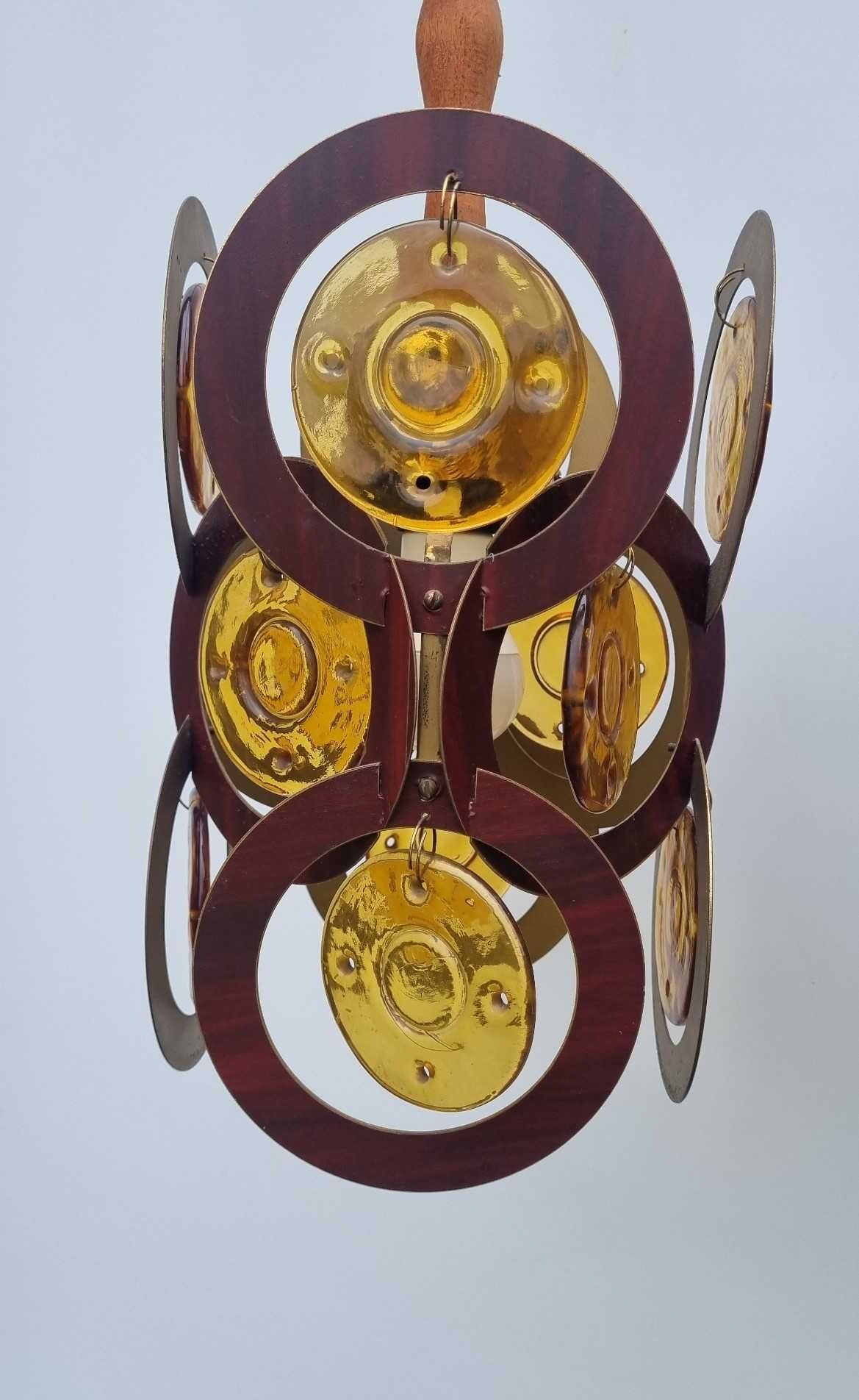 Unikat DELAM Lampa Plakietki JS Drost HSG Ząbkowice Design PRL lata 70