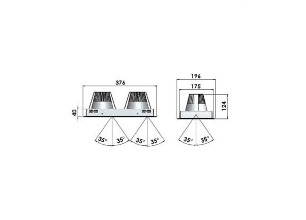 Dwumodułowa oprawa do sufitu podwieszanego Downlight LIVAL LED duo