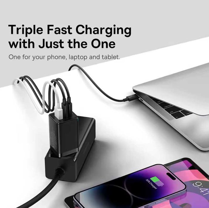Зарядний пристрій/Зарядка Baseus GaN5 Pro 65W + USB TypeC кабель
