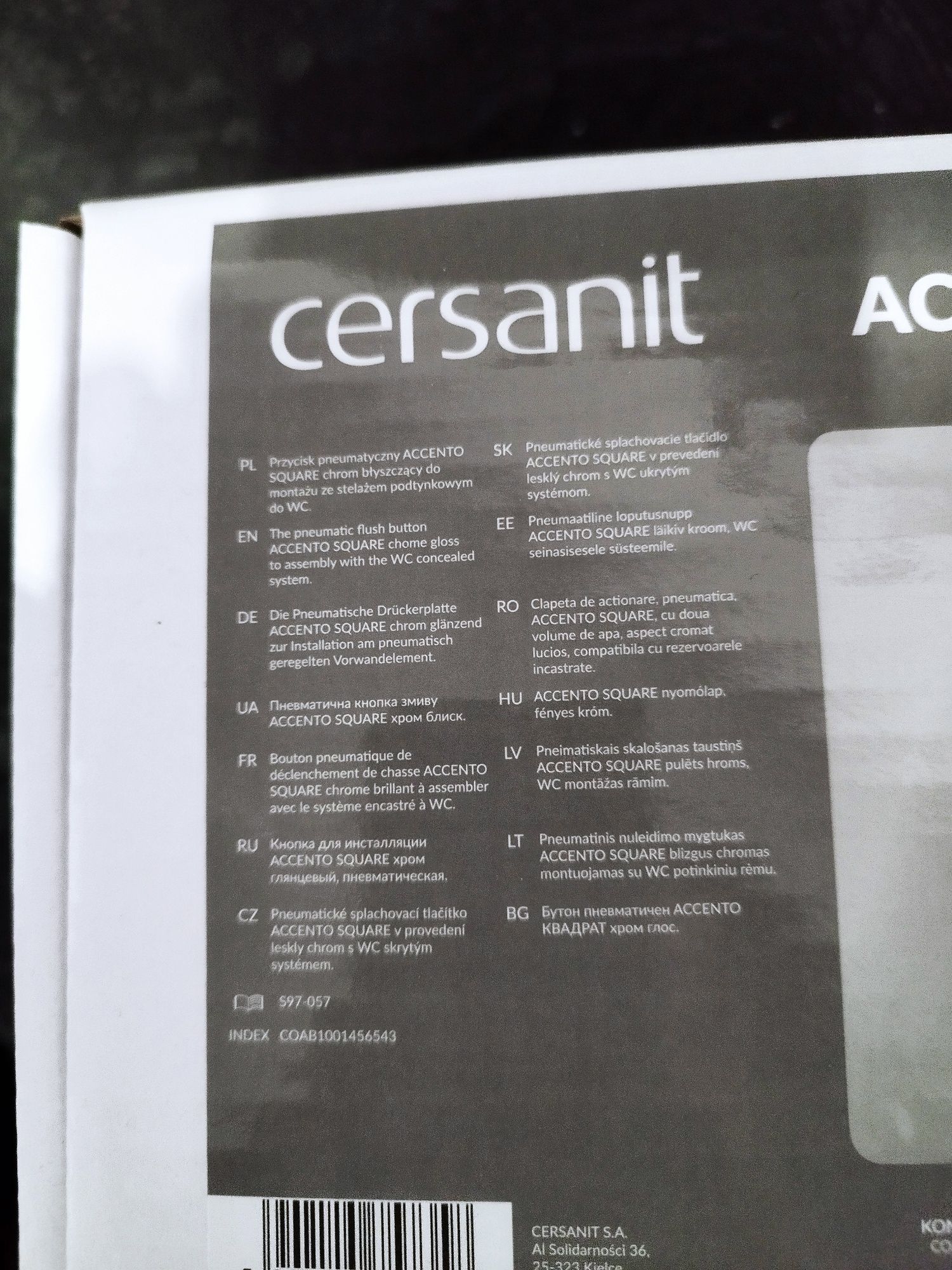 Cersanit accento square przycisk pneumatyczny chrom błyszczący nowy