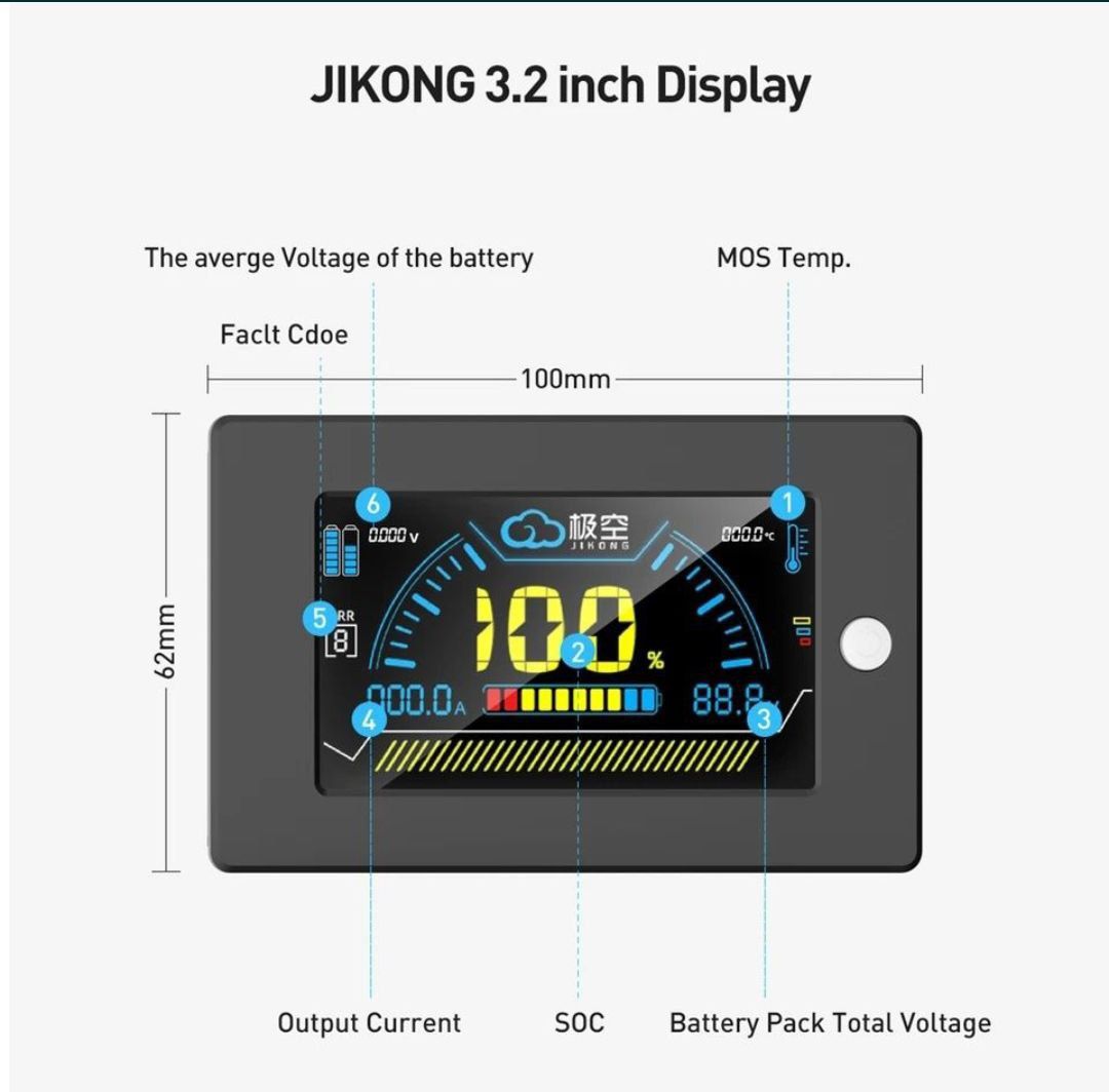 Дисплей 3,2" Jikong Smart BMS (экран) для батареи
