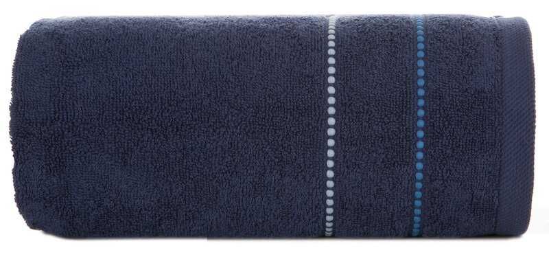 Ręcznik kąpielowy 50x90 granatowy z kontrastującymi paseczkami