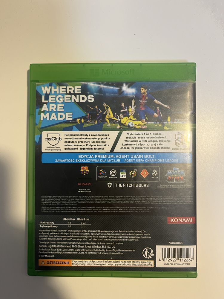 gra PES 2018 na XBOX ONE edycja premium