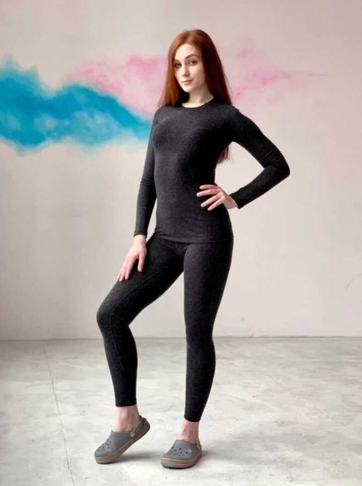 Термобілизна жіноча з вовною чорна