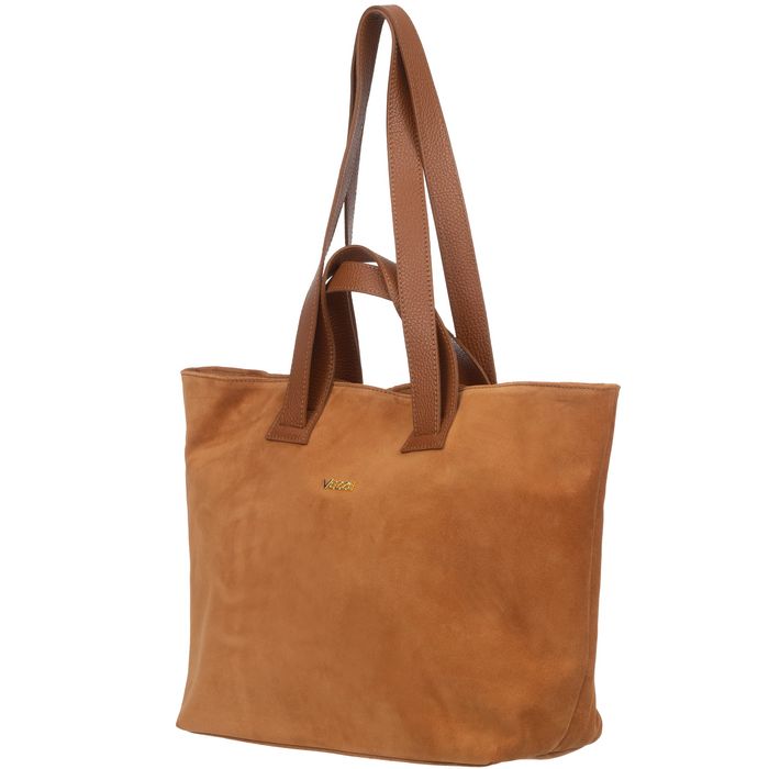 VEZZE torebka damska zamszowa shopper z długimi rączkami V498 czerwona