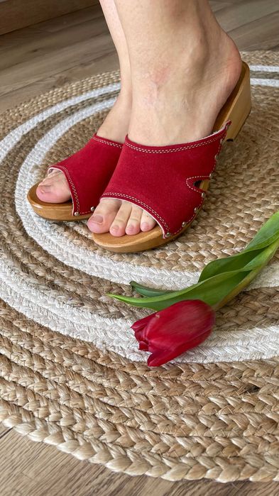 Drewniaki chodaki zamszowe niski obcas wygodne rozmiary od 36 do 41