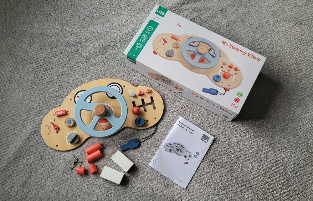 Kierownica drewniana edukacyjna symulator jazdy samochodem