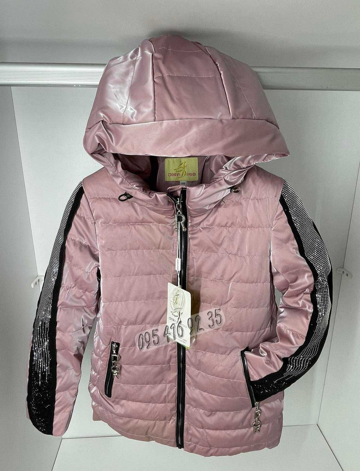 Підліткова демі куртка для дівчинки в стразах 140-164