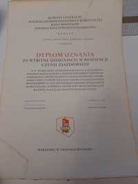 Dyplom uznania PRL z podpisem Gierka