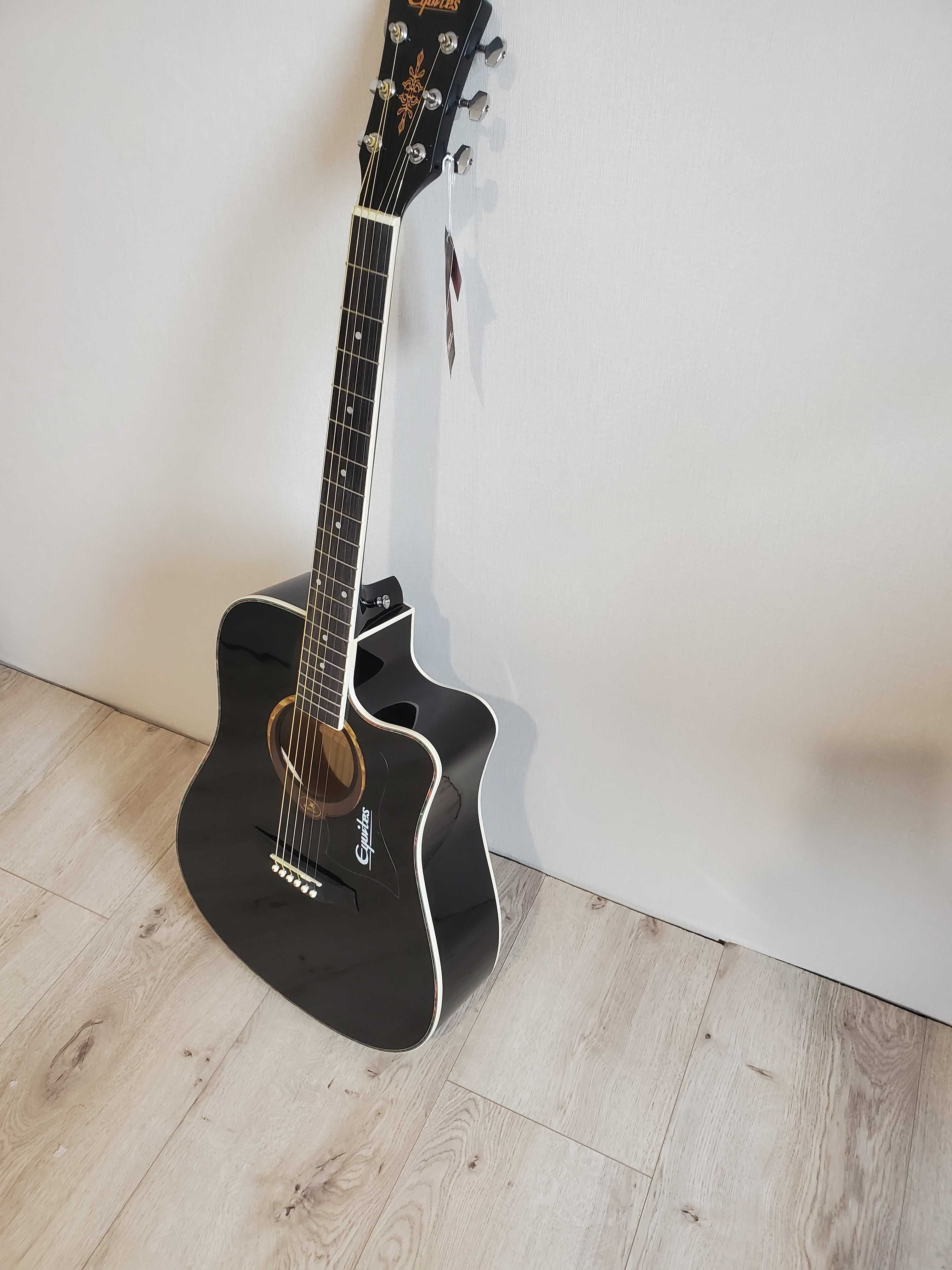черная 4/4 акустическая гитара глянцевая корпус с липы усиленный гриф