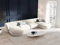 Sofa panoramiczna modułowa 5-os Miley Micadoni Welur beż 330x156x70cm