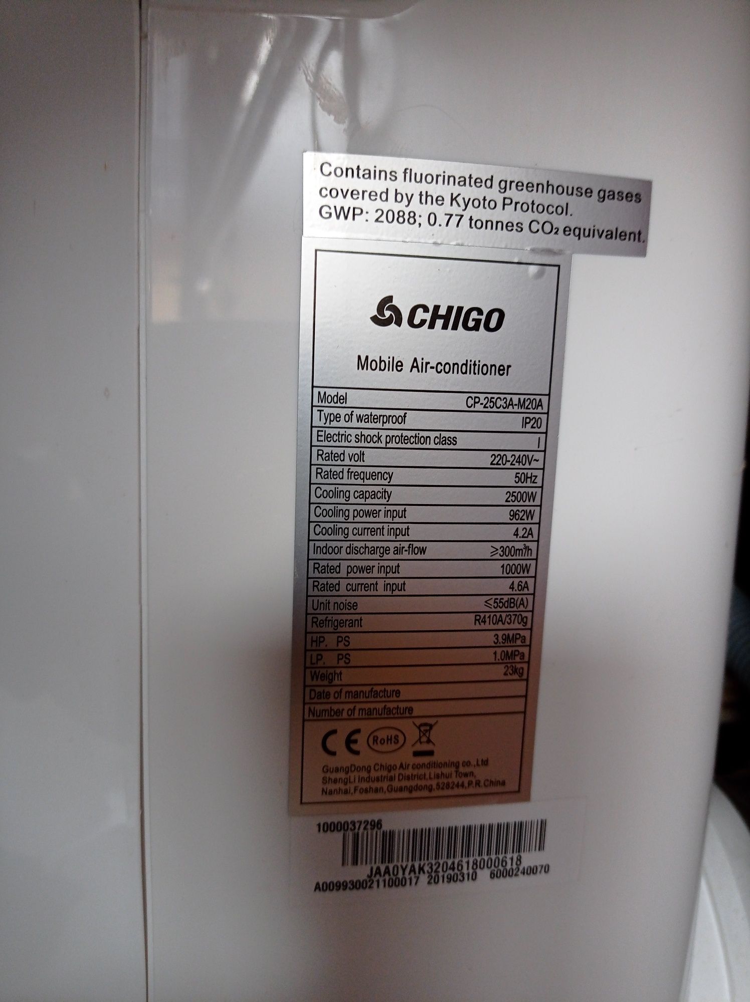 Klimatyzator  CHigo symbol CP-25C3a-M20A nowy