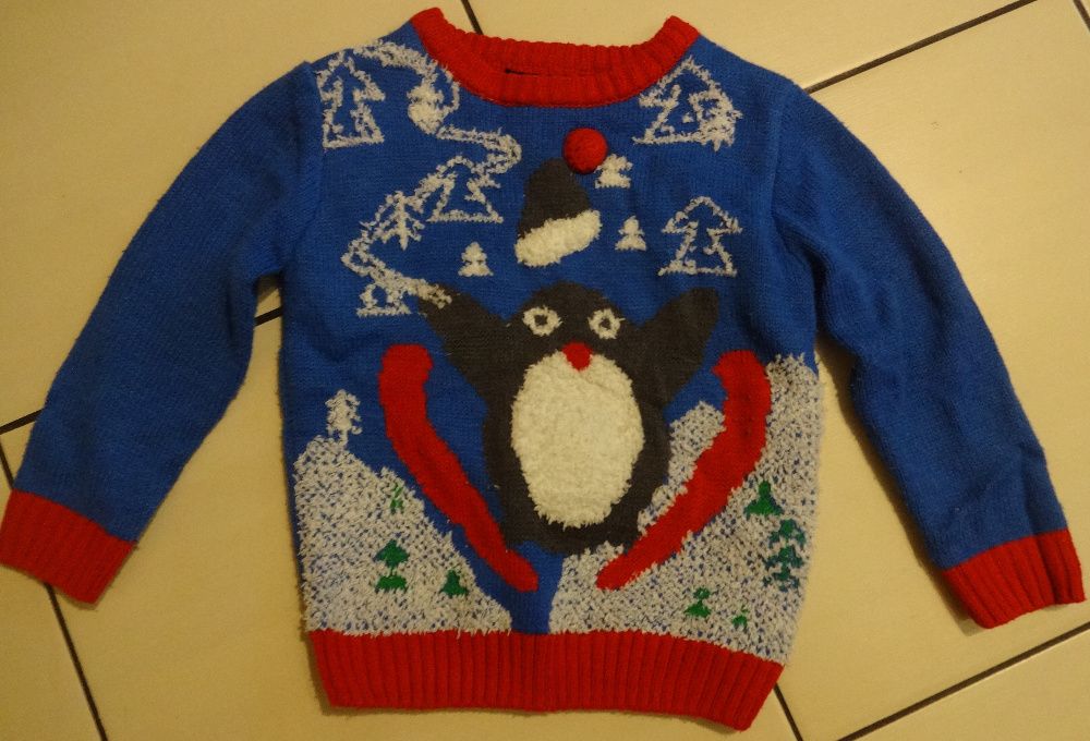 GEORGE świąteczny sweterek _ PINGWIN 86 - 92 cm