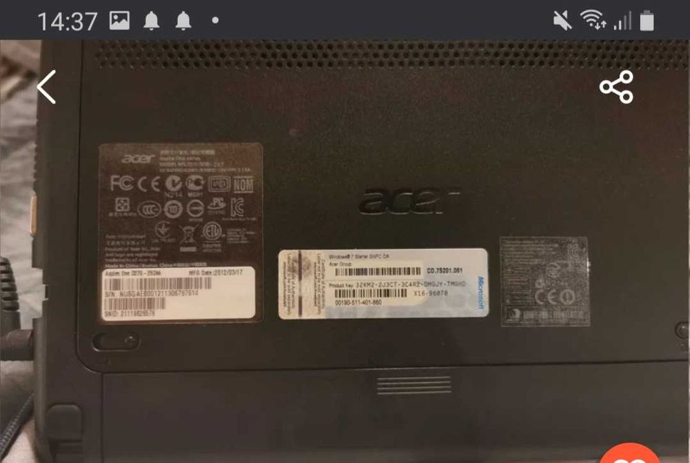 Pc acer aspire on