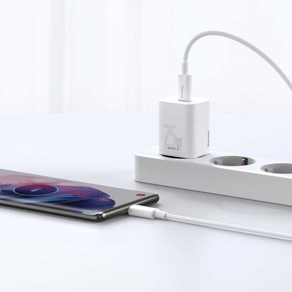 Baseus Super Si 1C Szybka Ładowarka USB C 25W 3A QC3 PD Biał Sklep Wwa