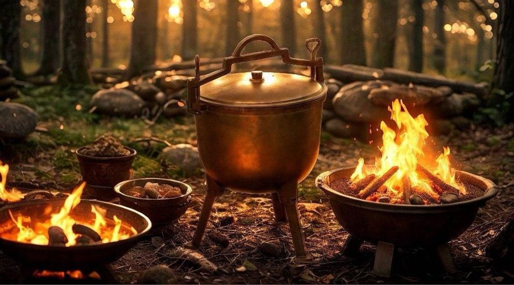 Туристичний чавунний казан 11л з кришкою та ручкою для перенесення