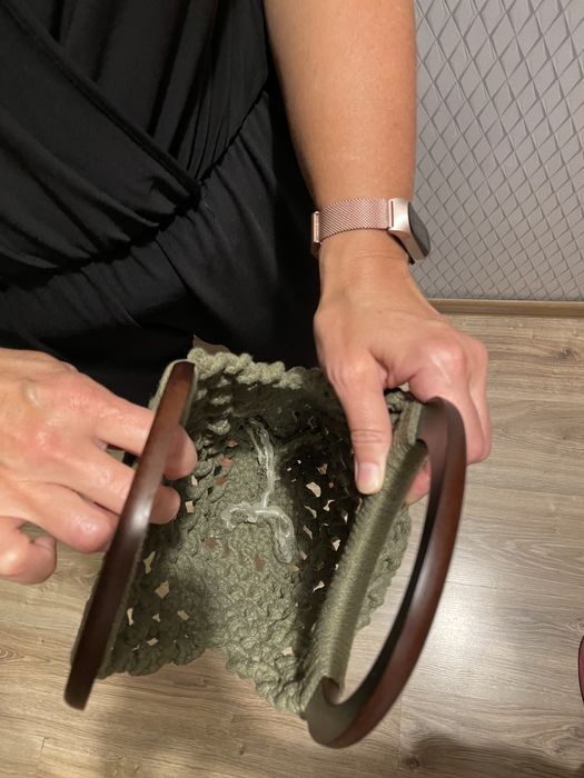 Zielona torebka, awokado, makrama, handmade, rękodzieło, bobbiny