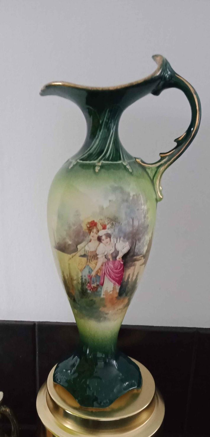Antyk Angielska kolekcjonerska porcelana dzban wazon vintage pejzaż